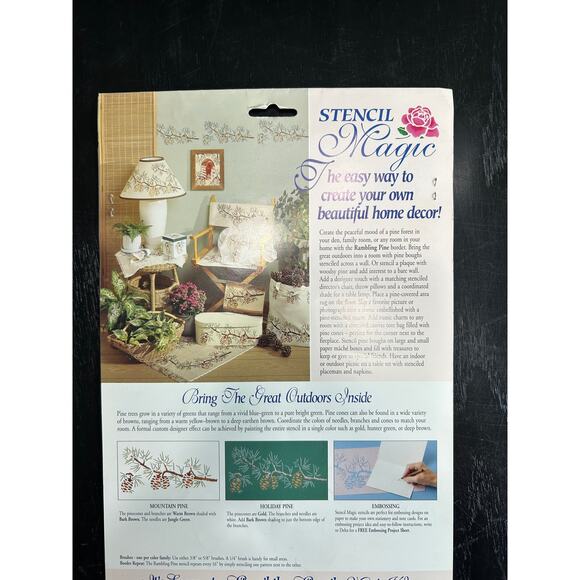 90s Vtg- Stencil Magic by Delta -Rambling Pine Cones Border No. 95183 0018 NWT - Picture 7 of 8